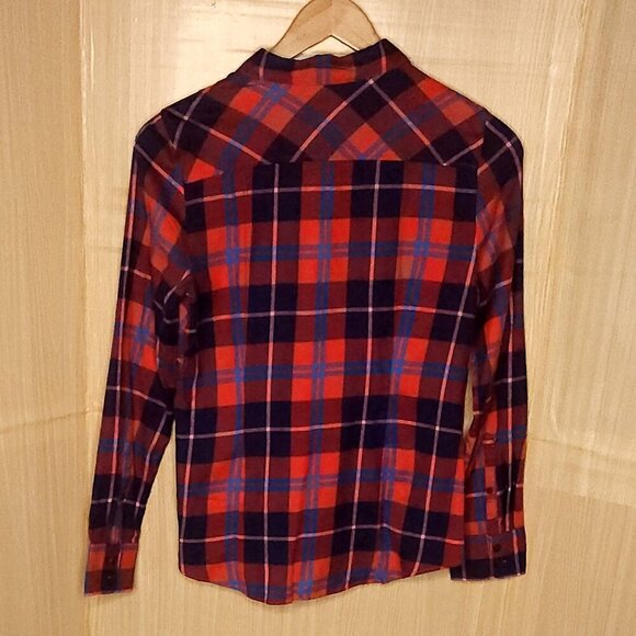 J. Crew Red Blue Plaid Perfect Fit Long Sleeve Button Down Medium - Picture 2 of 6